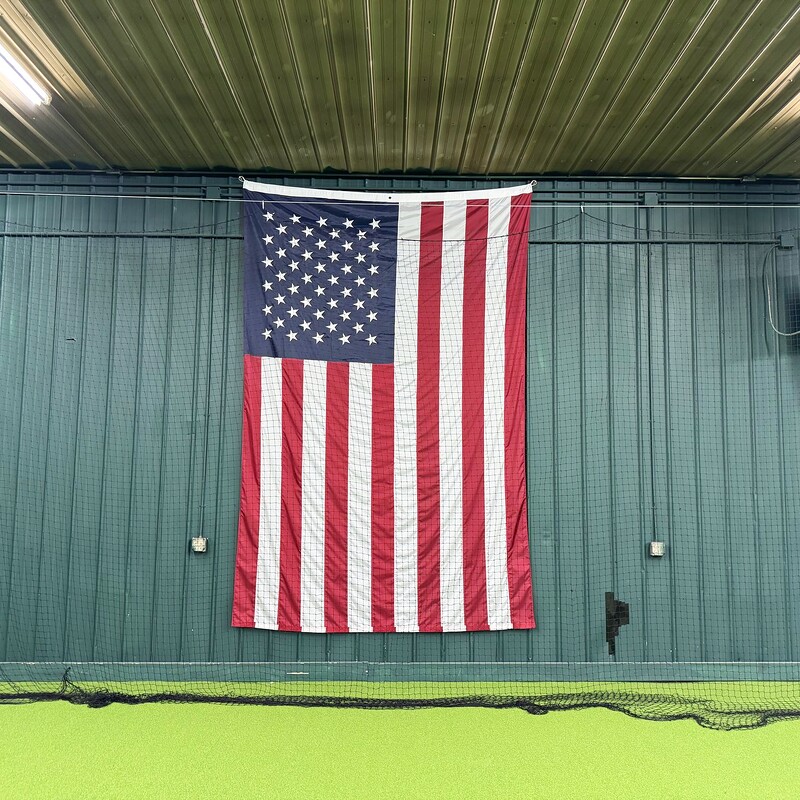 American flag displayed inside the facility